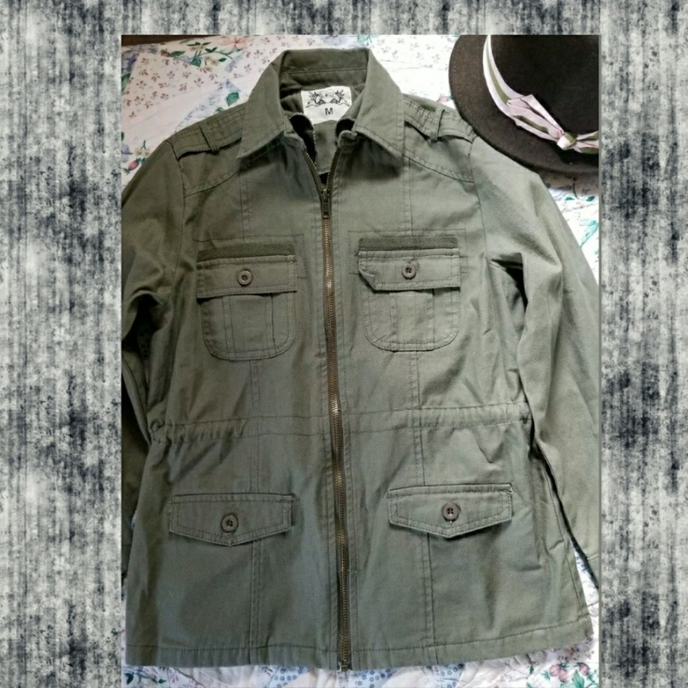Y2k Grunge Military Utility Surplus Jacket Juniors Sz Pls Read Description